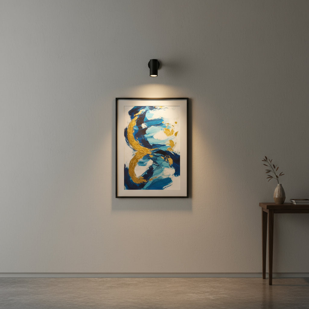 Brass Wall Light | Adjustable Cylinder Spotlight with Round Base