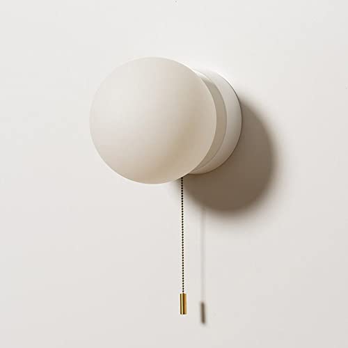 Contemporary Wall Light | Frosted Glass Globe Sconce with Metal Base
