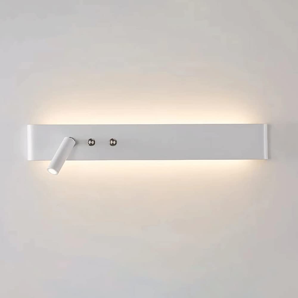 LED Wall Light | Slim Aluminum Sconce with Integrated Switch and Adjustable Spotlight in Black or White