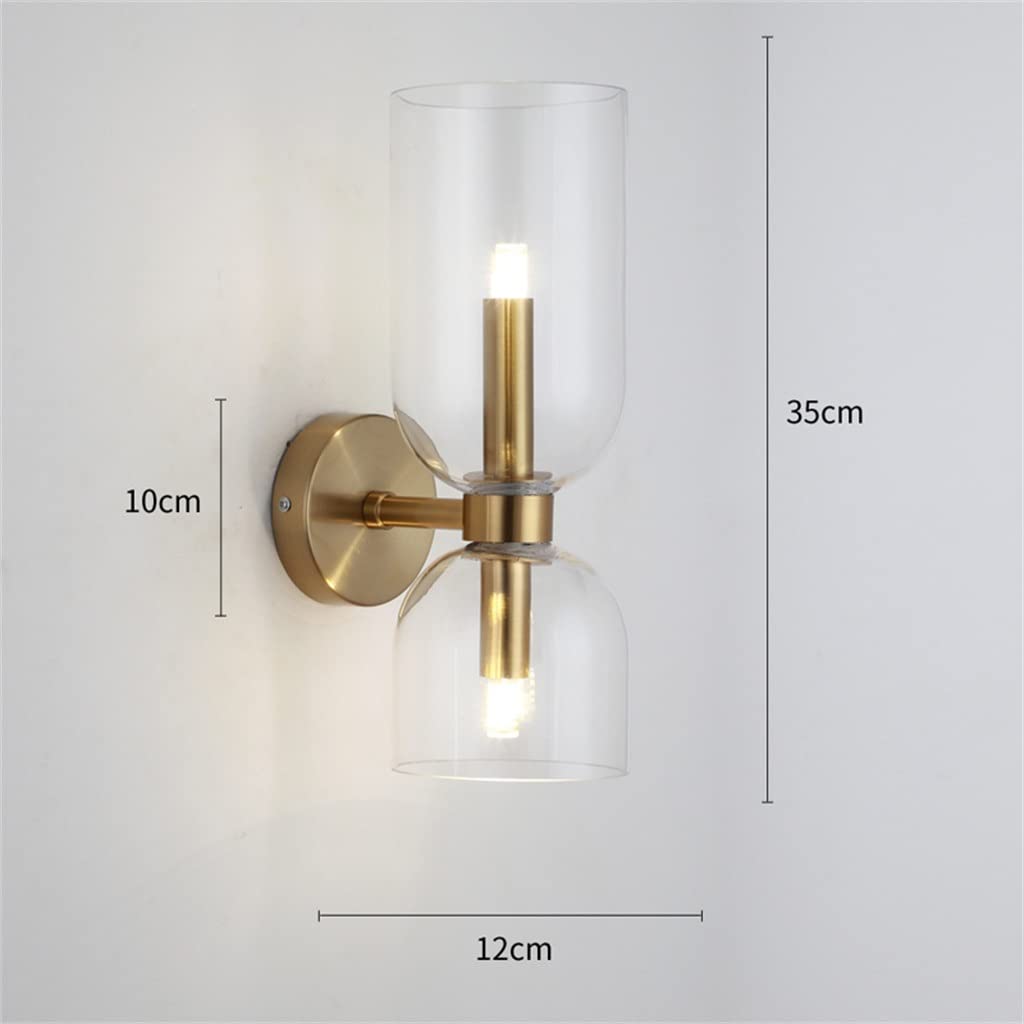 Art Deco Wall Light | Double Glass Shade with Brass Finish Up & Down Lighting