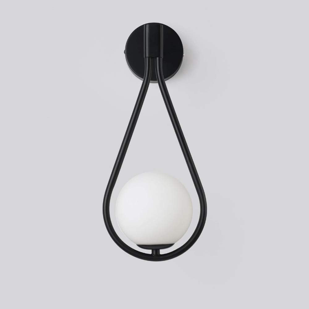 Modern Wall Light | Brass Teardrop Frame with Frosted Glass Globe Shade