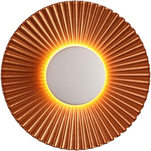 Art Deco LED Wall Light | Ribbed Aluminum Disc Sconce in White or Gold Finish