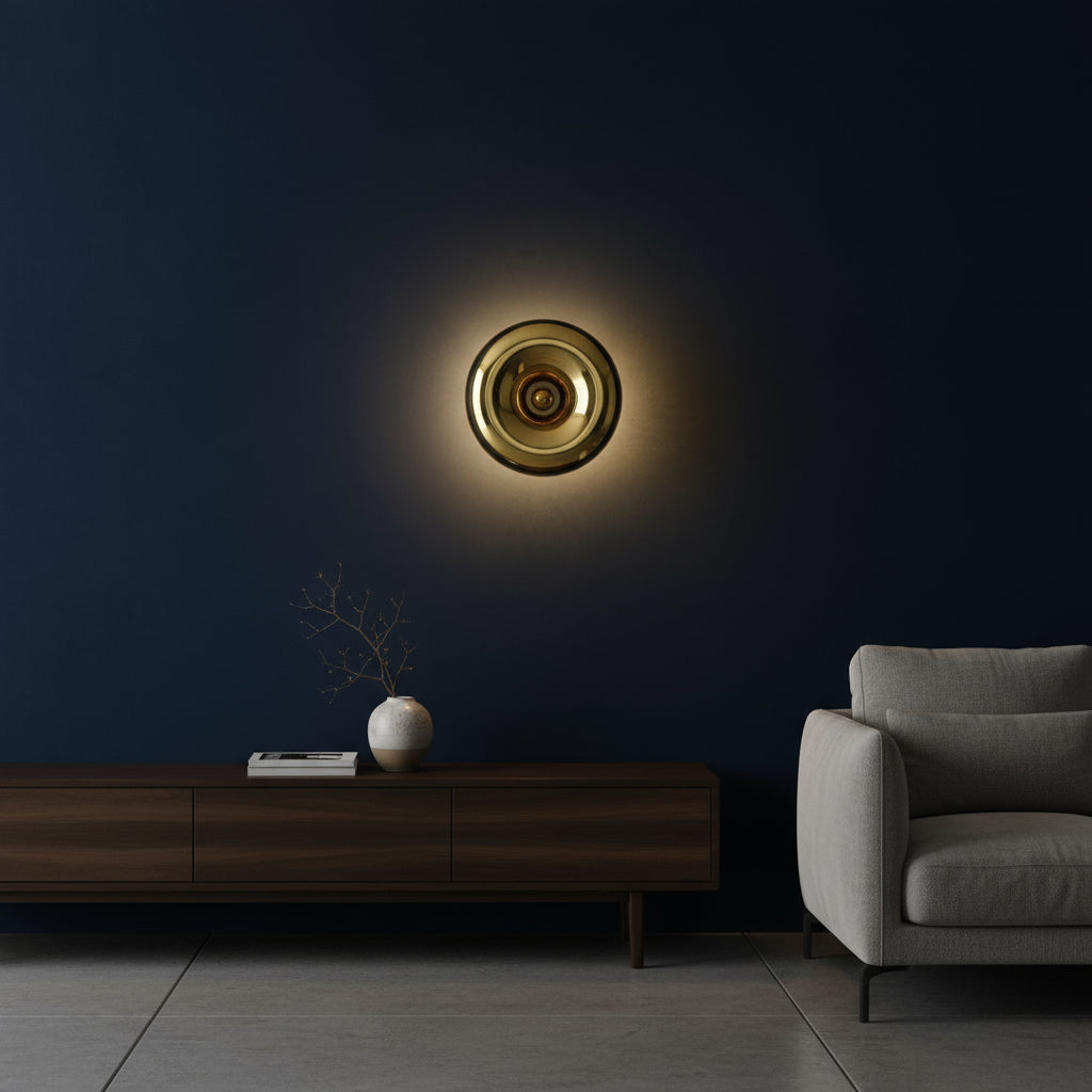LED Wall Light | Modern Metallic Ring Sconce in Glass & Iron