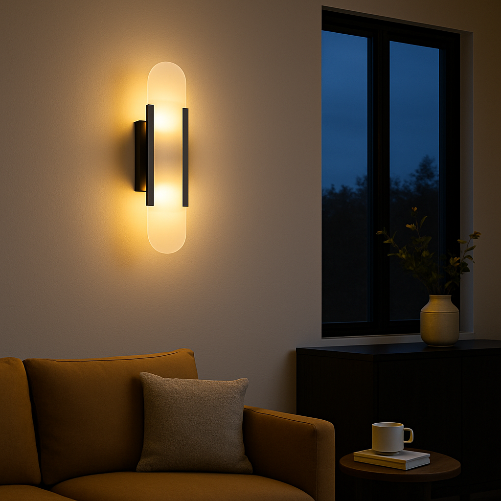 Art Deco Wall Light | Marble Sconce with Brass or Black Finish