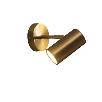 Brass Wall Light | Adjustable Cylinder Spotlight with Round Base