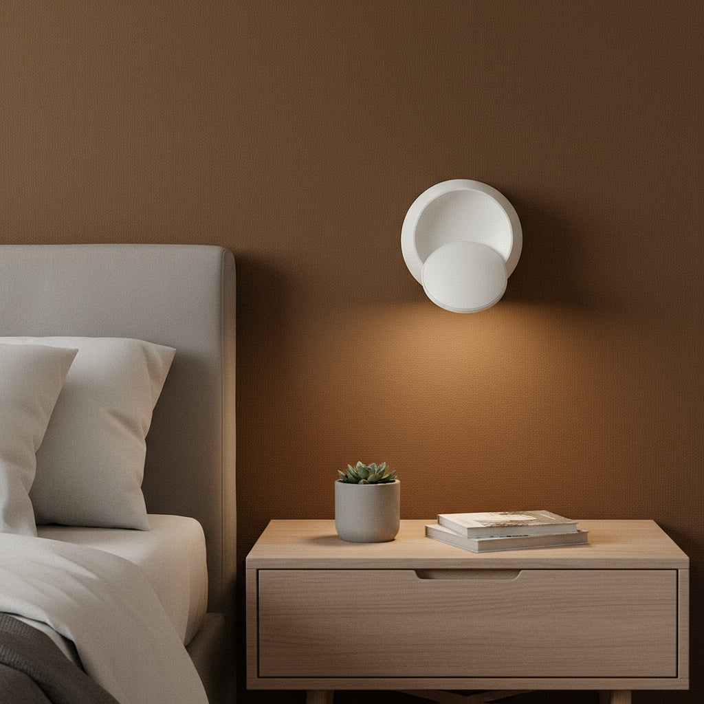 Contemporary Wall Light | Adjustable Round LED Sconce in Black or White