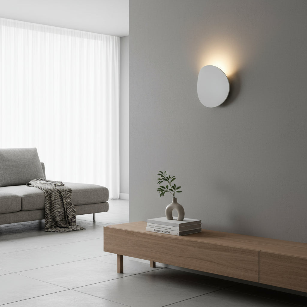Modern LED Wall Light | Minimalist Aluminum Round Plate Sconce Black, White or Brushed Gold Finish