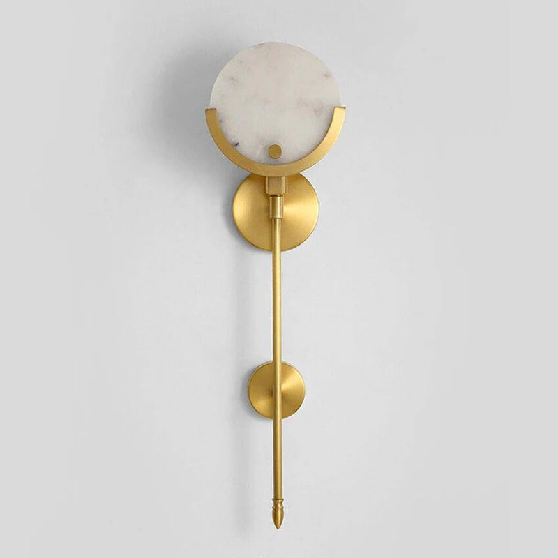 Modern Luxury Wall Light | Brass Sconce with Spanish Marble Moon Disc
