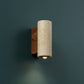 Contemporary Wall Light | Travertine Cylinder or Square Shade with Solid Wood Base