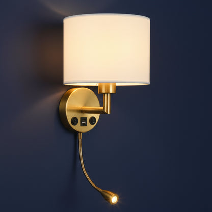 Modern Fabric Wall Light | Dual Light Source with Cloth Shade and Iron Body