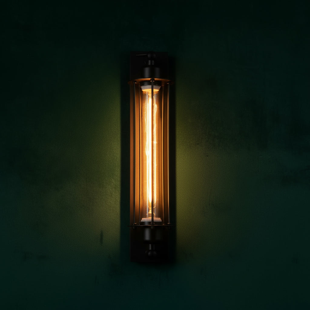 Industrial Wall Light | Retro Black Iron Cage Sconce