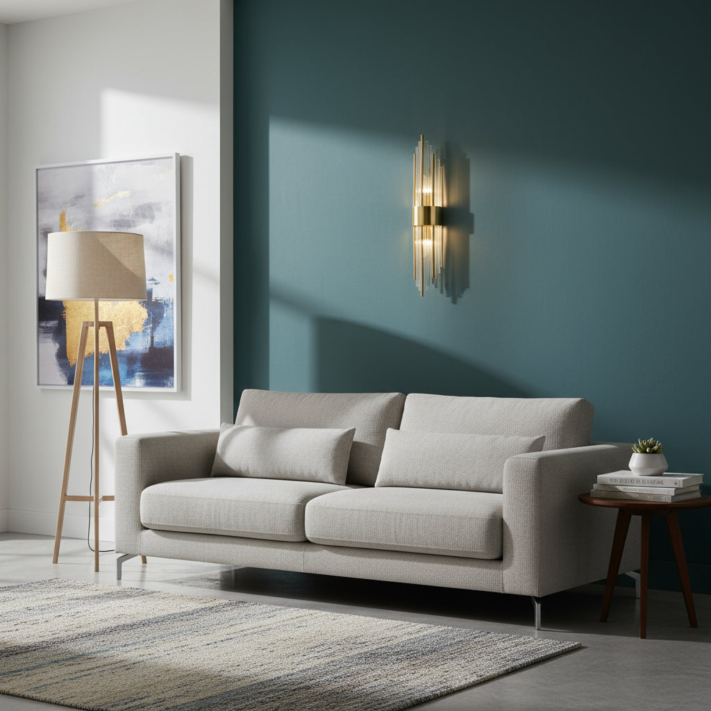 LED Wall Light | Vertical Gold Stainless Steel Sconce with Crystal Rods