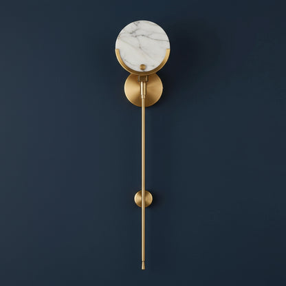 Modern Luxury Wall Light | Brass Sconce with Spanish Marble Moon Disc