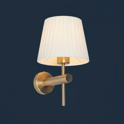 Rechargeable Wall Light | Arched Brass Sconce with Pleated Fabric Shade