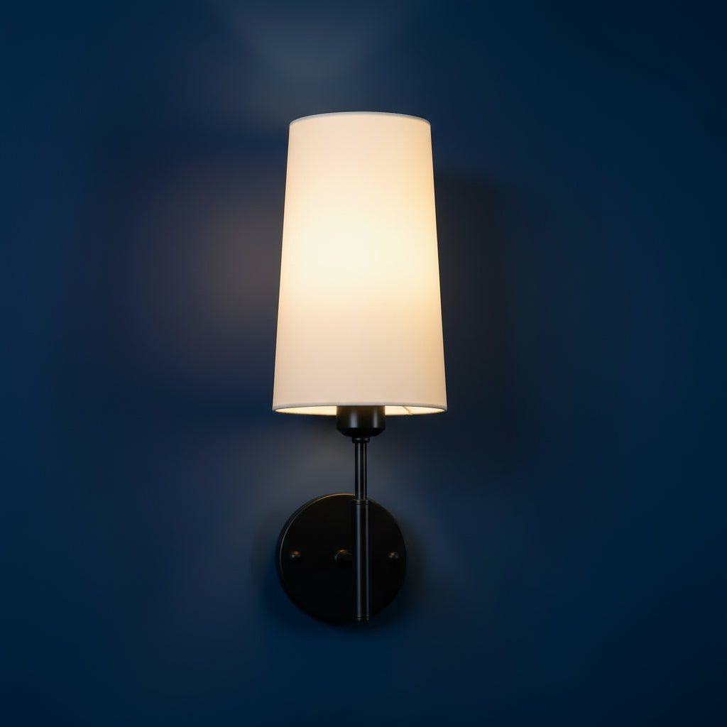 Rechargeable Wall Sconce | White Fabric Shade with Magnetic E26 Bulb