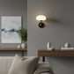 Contemporary Wall Light | Black Curved Arm Sconce with Frosted Dome Glass Shade