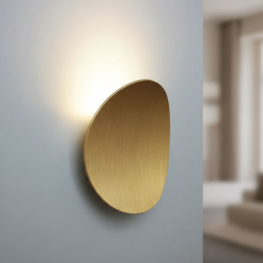 Modern LED Wall Light | Minimalist Aluminum Round Plate Sconce Black, White or Brushed Gold Finish