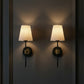 Stick-On Rechargeable Wall Light | Vintage Black and Gold Sconce with Fabric Shade
