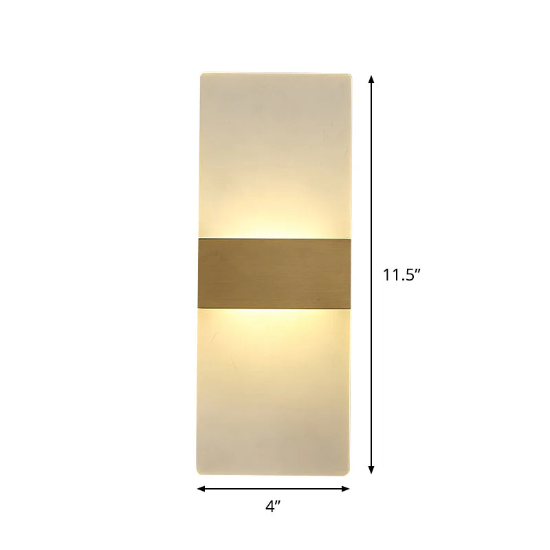 LED Wall Light | Rectangular Frosted Acrylic Shade with Aluminum Center Band