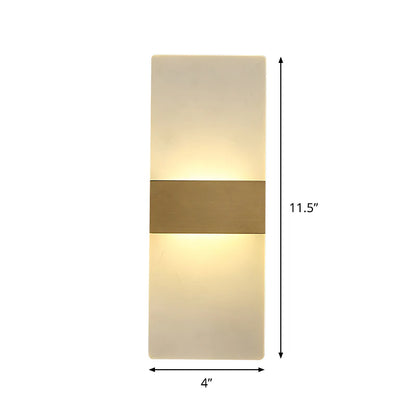 LED Wall Light | Rectangular Frosted Acrylic Shade with Aluminum Center Band