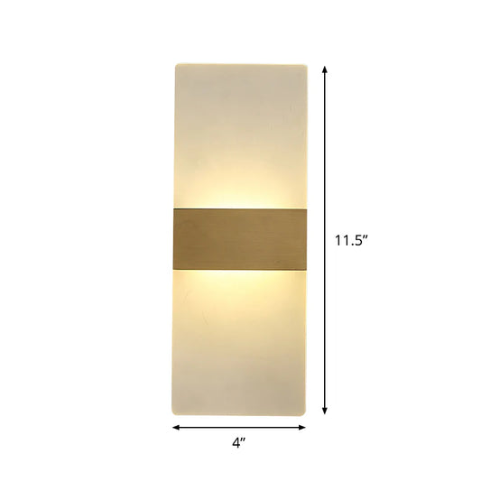 LED Wall Light | Rectangular Frosted Acrylic Shade with Aluminum Center Band