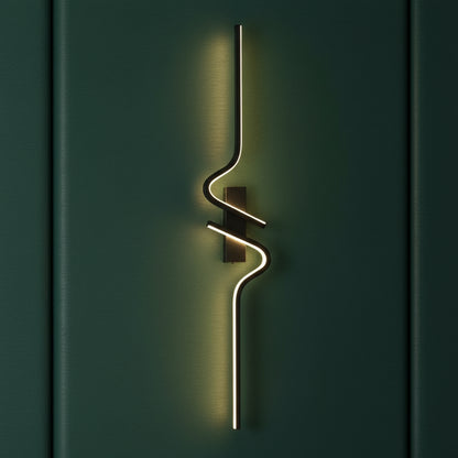 Contemporary Wall Light | Slim Black Wave-Shaped LED Sconce with Backlit Warm Glow