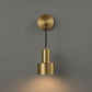 Brass Wall Light | Adjustable Brass & Black Cylinder Sconce with Wall Mount Plate