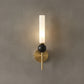 Art Deco Brass Wall Light | Slim Copper Body with Frosted Acrylic Shade and Black Sphere Detail