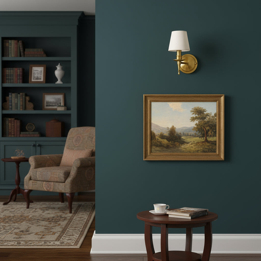 Brass Wall Light | Copper Sconce with White Fabric Shade