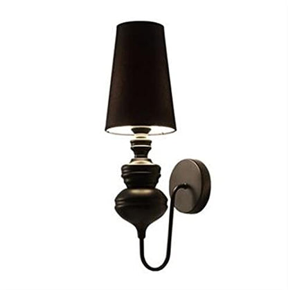 Art Deco Wall Light | Tall Tapered Shade Sconce with Ribbed Stem and Round Backplate