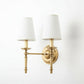 Antique Brass Wall Light | Polished Copper Body with White Fabric Shade