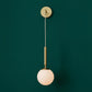 Brass Wall Light | Frosted Glass Globe Pendant on Elbow Arm