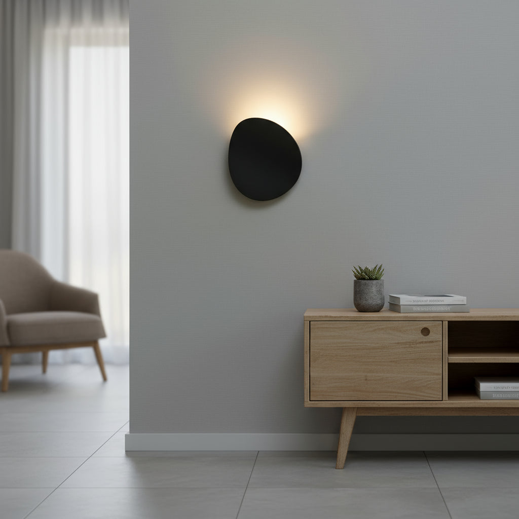 Modern LED Wall Light | Minimalist Aluminum Round Plate Sconce Black, White or Brushed Gold Finish