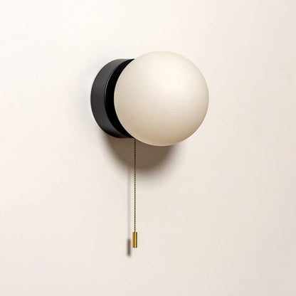 Contemporary Wall Light | Frosted Glass Globe Sconce with Metal Base