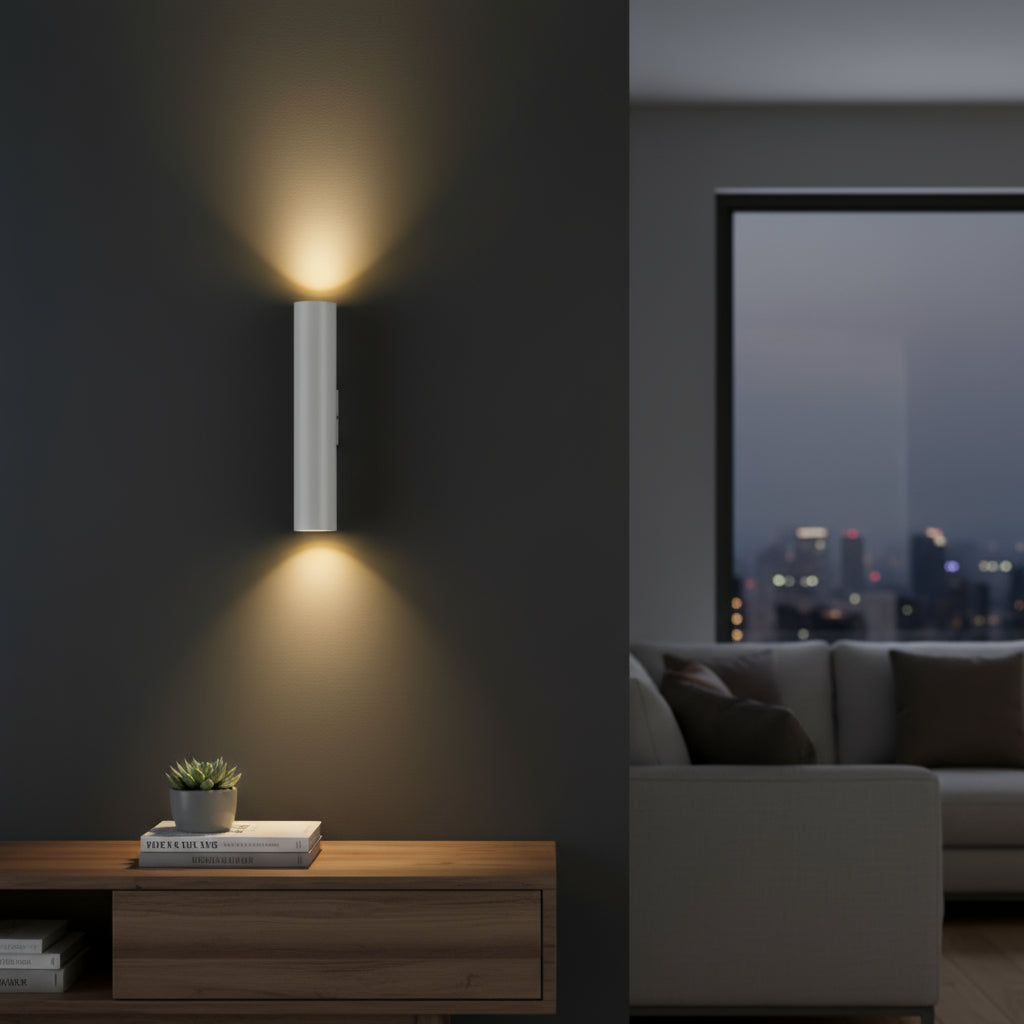 Modern Wall Light | Cylinder Minimalist Up & Down Aluminum Sconce