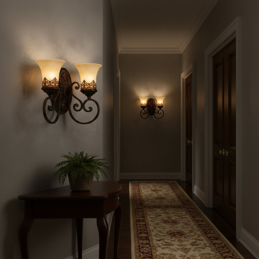 Vintage Wall Light | European Retro Iron & Clear Glass Sconce