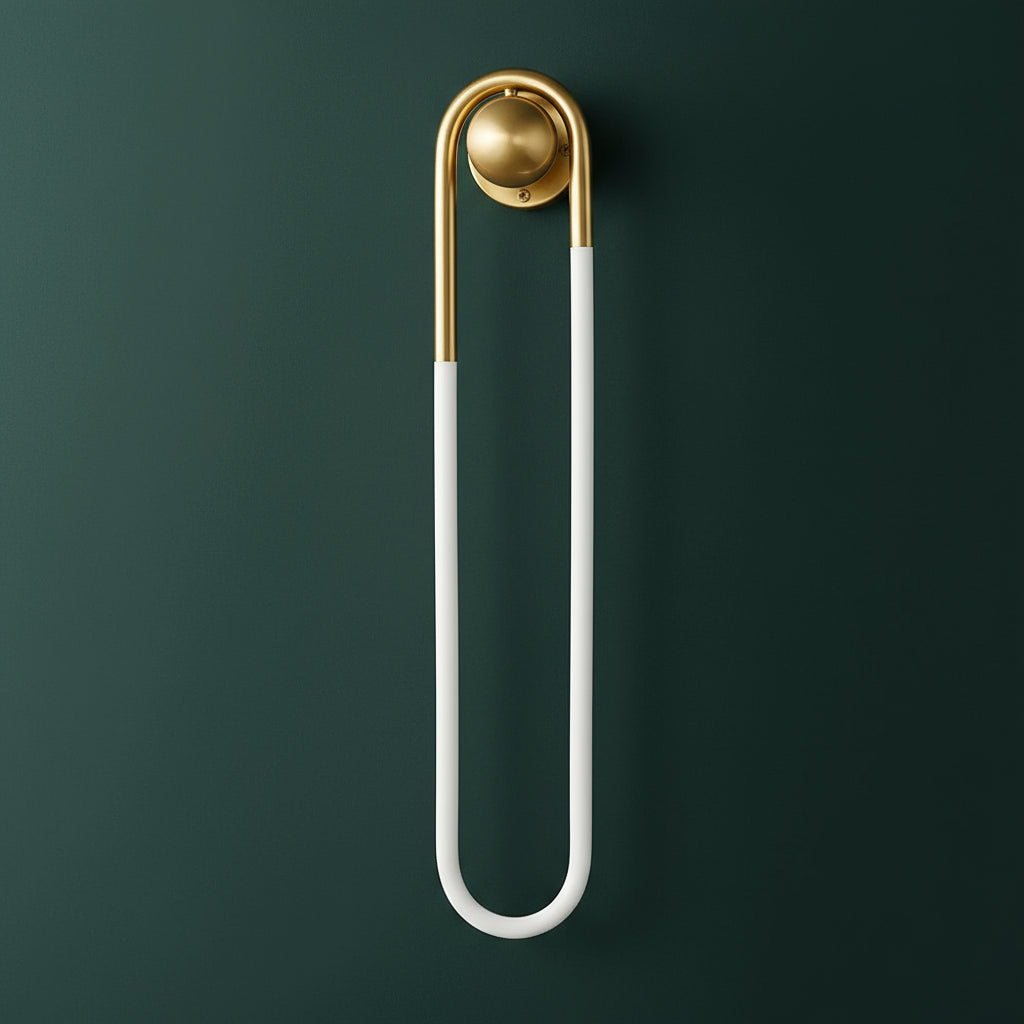 Brass Wall Light | Globe Glass Sconce with Vertical Rod
