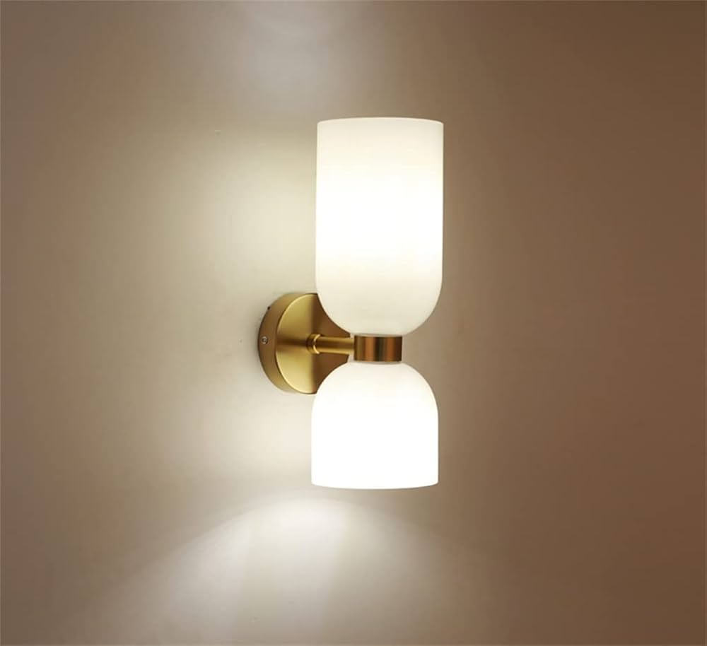 Art Deco Wall Light | Double Glass Shade with Brass Finish Up & Down Lighting