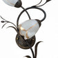 Antique Brass Wall Light | Two Flower-Shaped Glass Shades on Curved Branch Frame