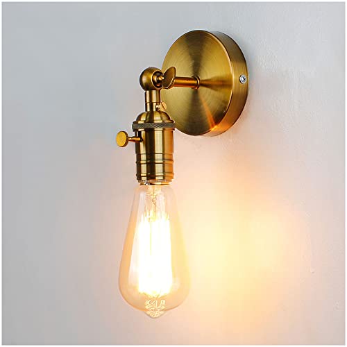 Brass Wall Light | Industrial Adjustable Arm Sconce with Knob Switch