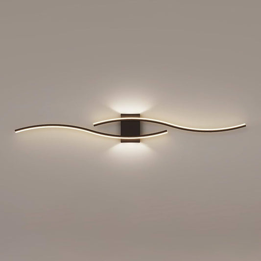 LED Wall Light | Modern Dual Wave Sconce in Black
