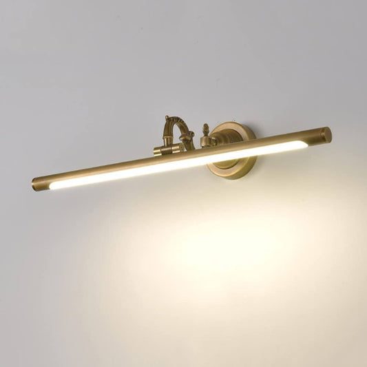 Industrial Wall Light | Antique Copper LED Picture & Mirror Lamp with Curved Arm