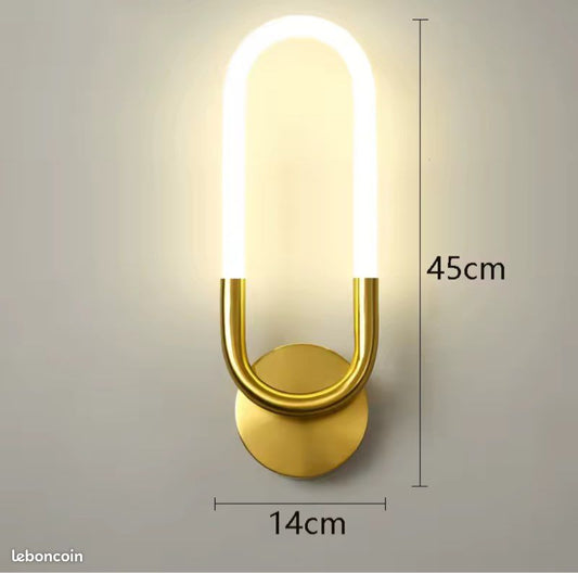Brass Wall Light | U-Shaped Integrated LED Sconce in Brushed Finish