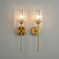 Brass Wall Light | Dimmable LED Sconce with Clear Crystal Shade