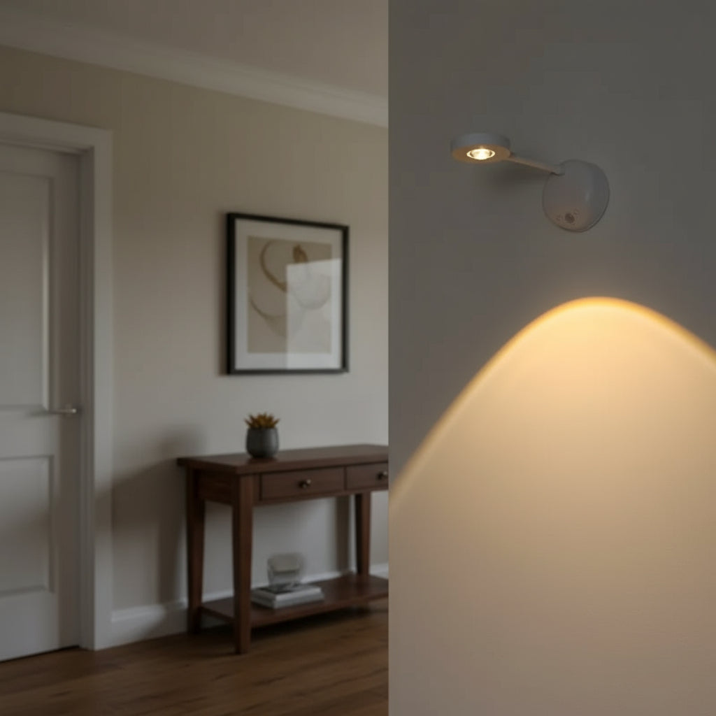 Stick-On Rechargeable Wall Spotlight | Rotatable Minimal LED Sconce & light sensor
