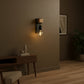 Contemporary Wall Light | Wood & Metal Sconce with Spiral LED Bulb