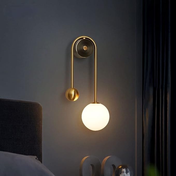 Antique Brass Wall Light | Balanced Modern Sconce with Dual Globes