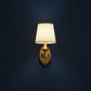Antique Brass Wall Light | Copper and Iron Sconce with Beige Fabric Shade
