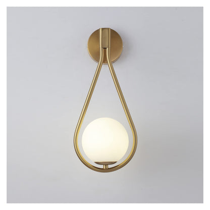 Modern Wall Light | Brass Teardrop Frame with Frosted Glass Globe Shade