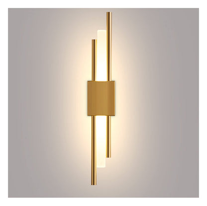 Rechargeable Vertical Bar Wall Light | Art Deco Dual-Rod Sconce with Warm Integrated LED